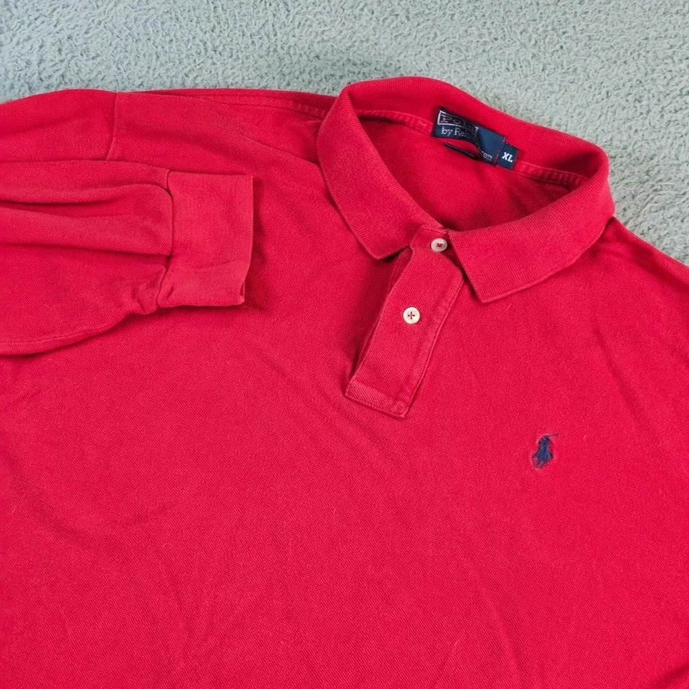 Polo By Ralph Lauren Polo Shirt Mens XL Red Long Sleeve Pique Pony Logo Cotton